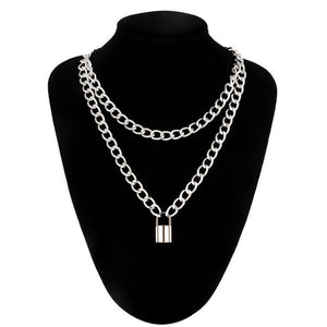 Unisex lock chain necklace(fashion)(double layer)